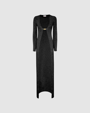 Lurex ribbed long cardigan: Women Knitwear Black | GCDS